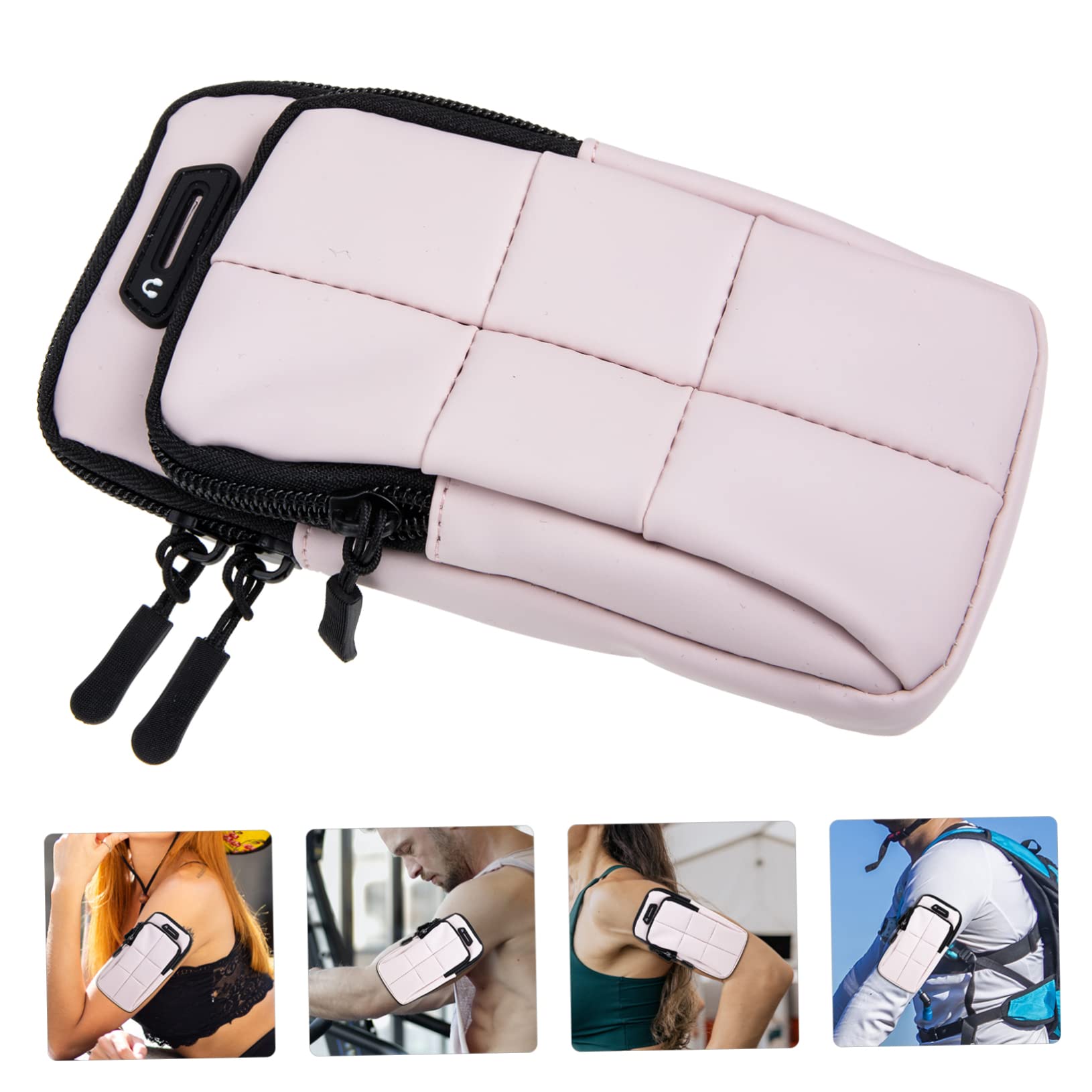 DOITOOL 3pezzi Fascia Braccio Unisex Per Telefono Pouch Cerniera Per Fitness e Sport All Per e Allenamento Palestra Colore Rosa