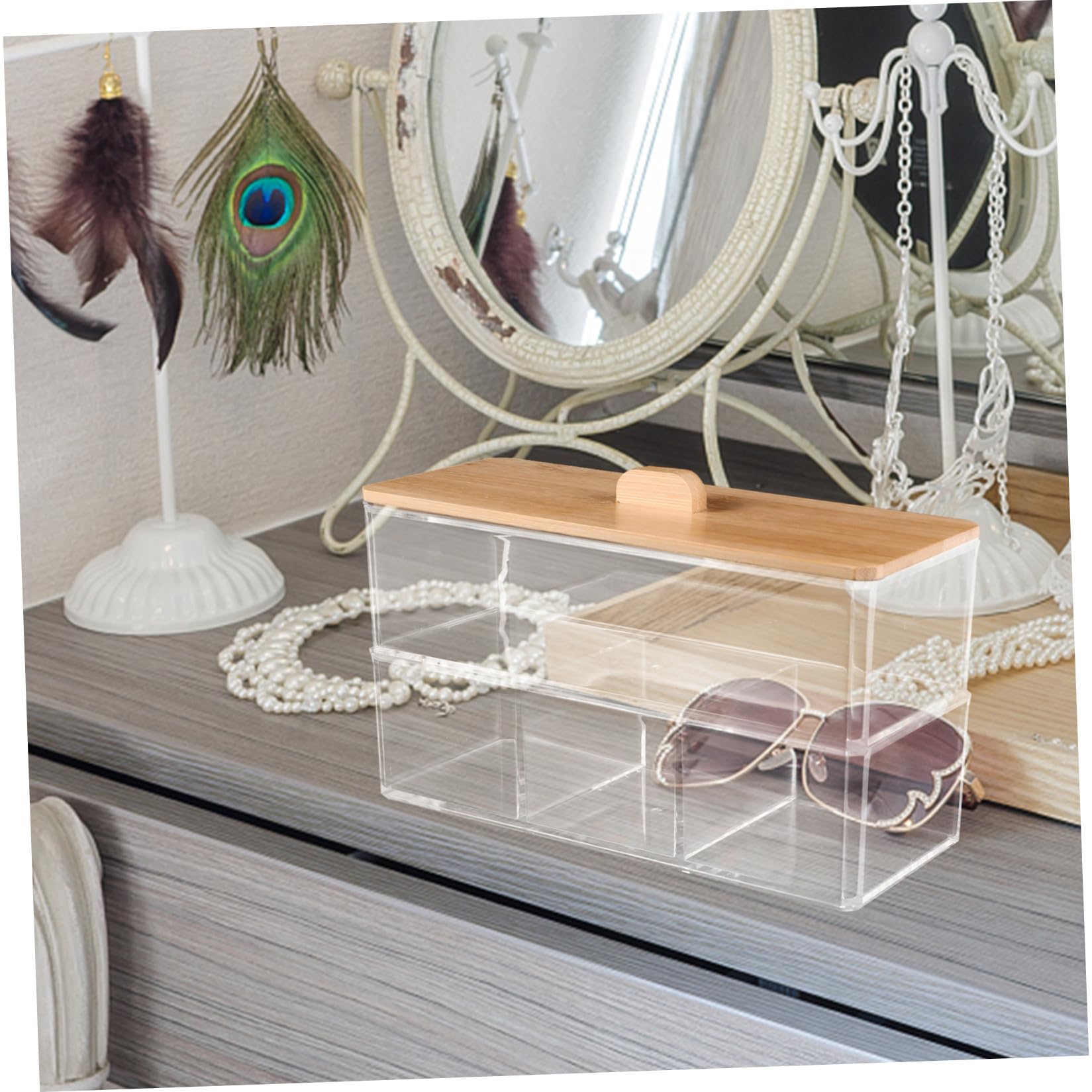 TOYANDONA Wattepadhalter Transparent mit Deckel als Kosmetikorganizer für Wattestäbchen Wattebällchen und Make-up-tools zum Aufbewahren und Ordnen in Badezimmer oder Wohnzimmer