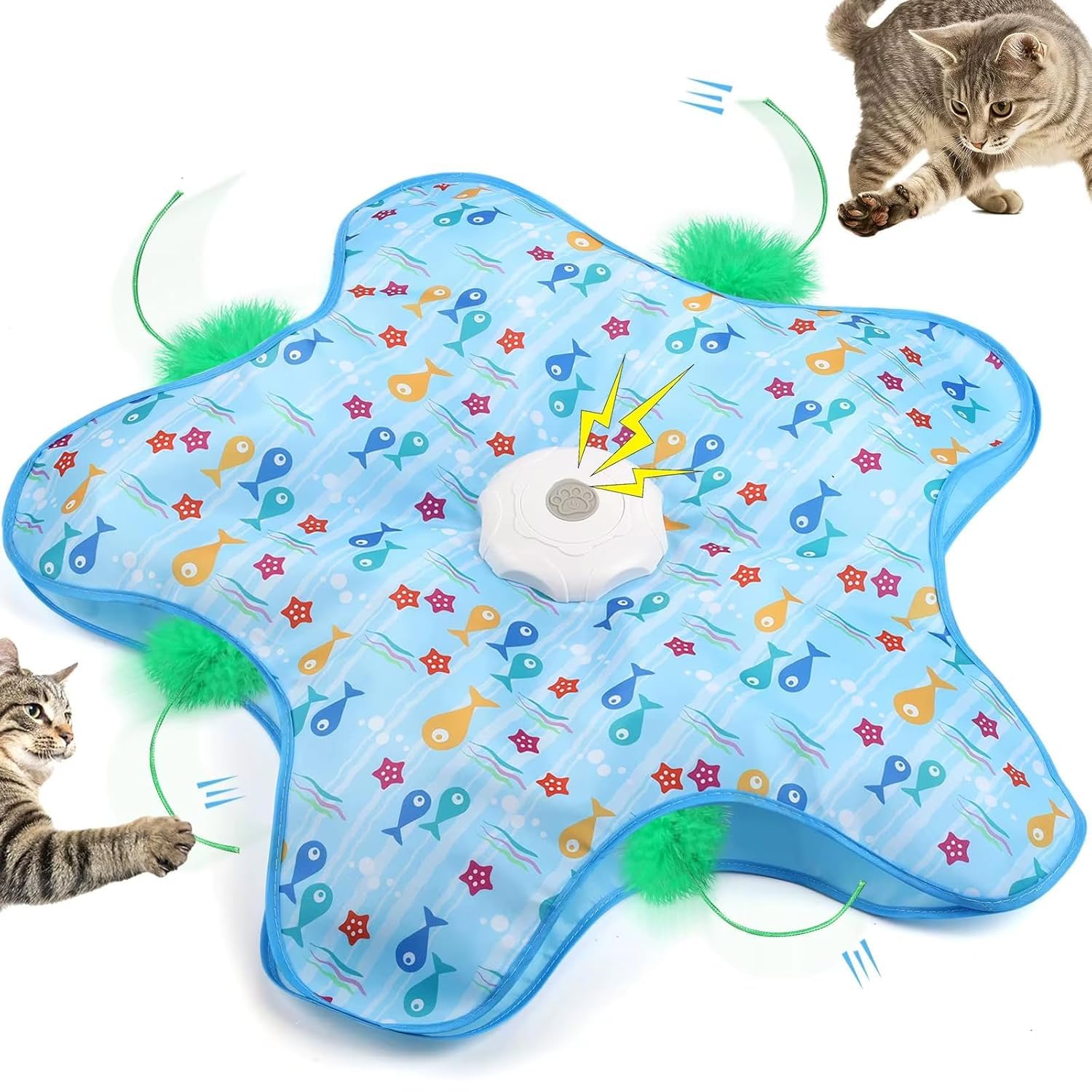 Hide and Seek Cat Toy Interactive Play Mat with Pompom Wands – Foldable Cat Activity Mat, Peek-a-Boo Hunting Game for Indoor Cats, Kitten Exercise, Mental Stimulation & Interactive Play-image-10