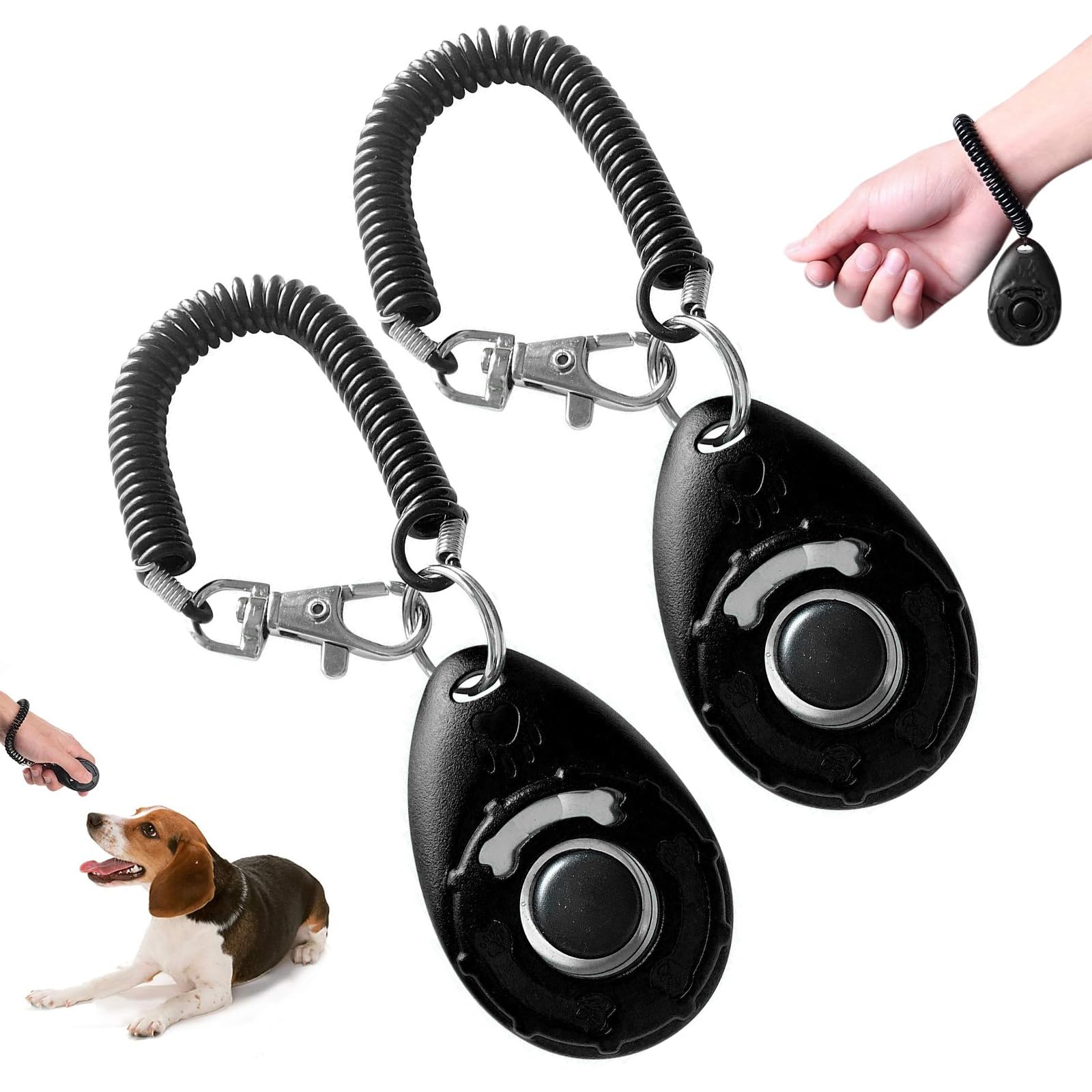 Aililong 2 Pezzi Dog Clicker - Addestramento Animali (Cani/Cuccioli/Gatti/Cavalli), Pulsante Grande, Materiali Alto qualità, Versatile