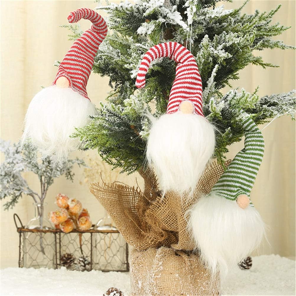 Night Light Christmas LED Light Striped Cap Faceless Doll Little Figurine Ornament Decoration Nordic Shine Old Man Dolls Xmas Decor