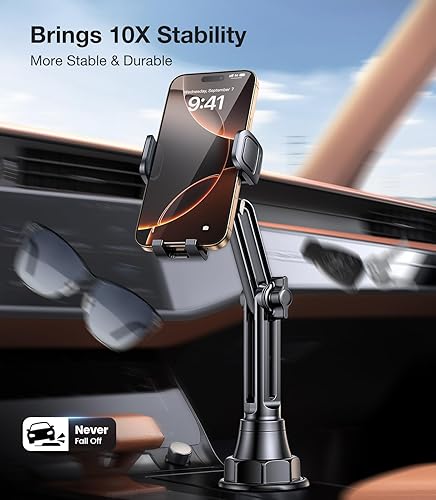 Miniatura 2 de Coolpow Soporte de teléfono para automóvil (más sólido). Soporte de teléfono ajustable de 360 para automóvil, camión, carrito de golf, soporte de