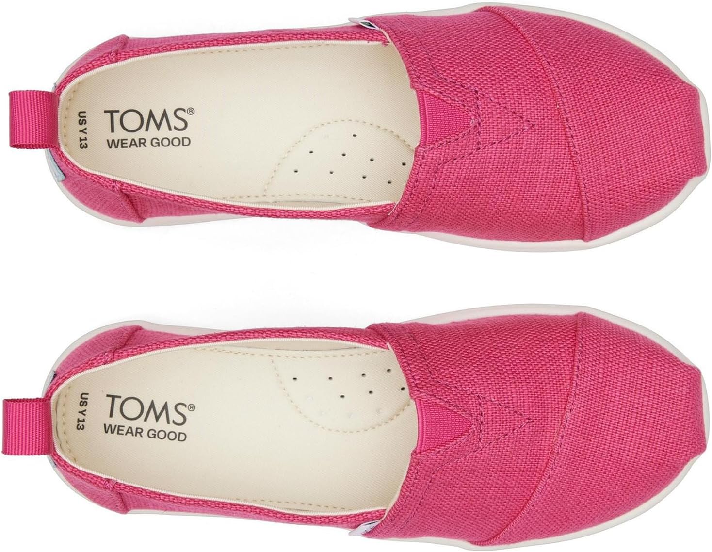 Toms Girl's Classic AlpargataLoafer Flat, Fuchsia Heritage Canvas, 4 US