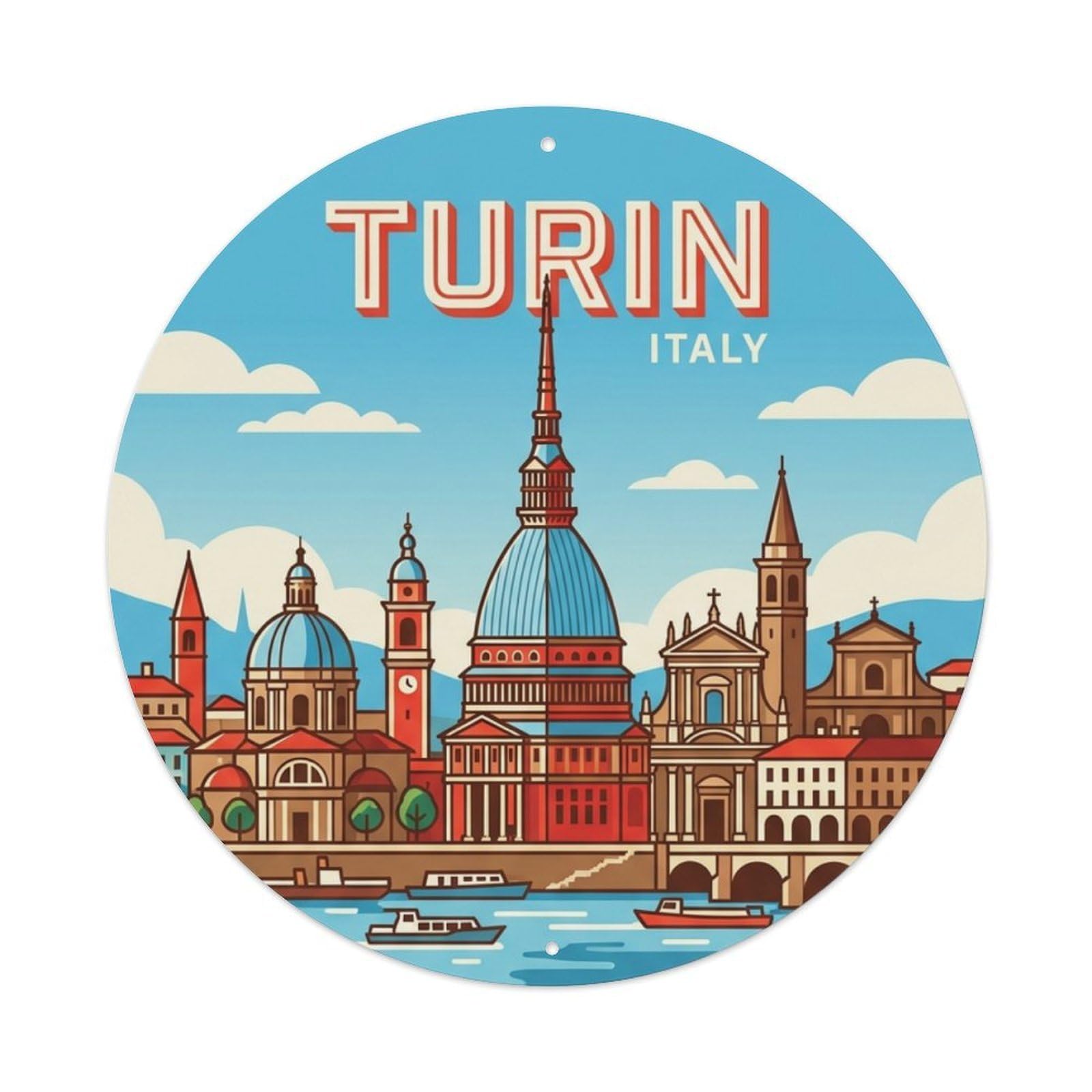 Galvaxio Style Italy Retro Travel Turin Metal Tin Sign