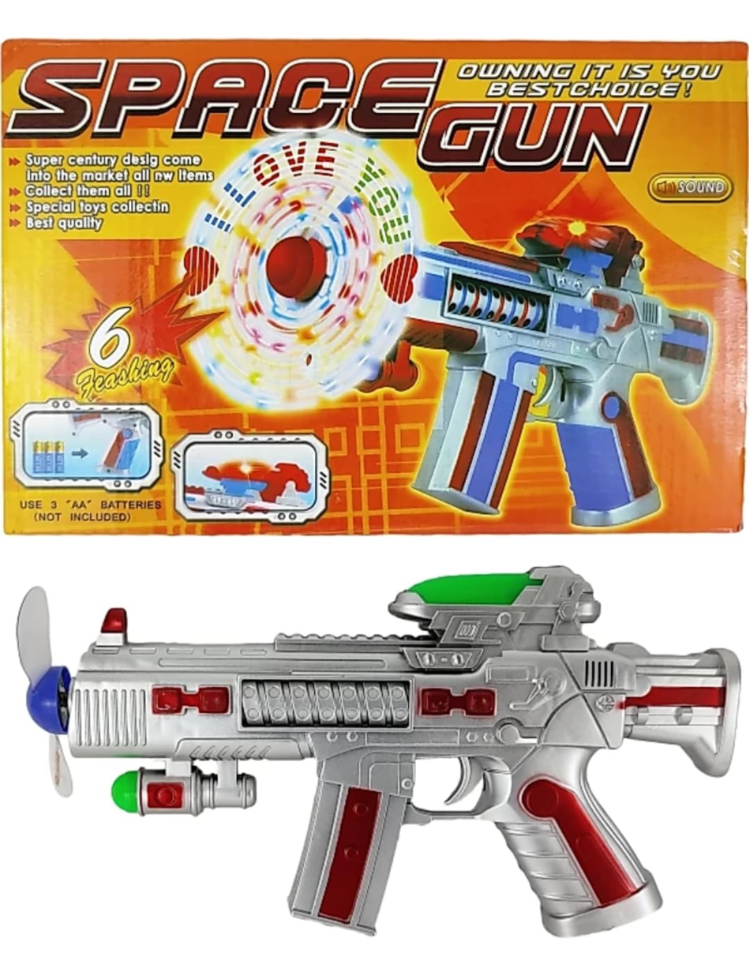 Ruhani Musical Space Toy Gun for Kids & Childrens with Ultra Sonic Laser Light Feature |Colorful 3D Light Effects & Music| LED Fan Vibration System & Perfect Size (3+ Years, Silver) (B0CKBHLTJC) Amazon Price History, Amazon Price Tracker