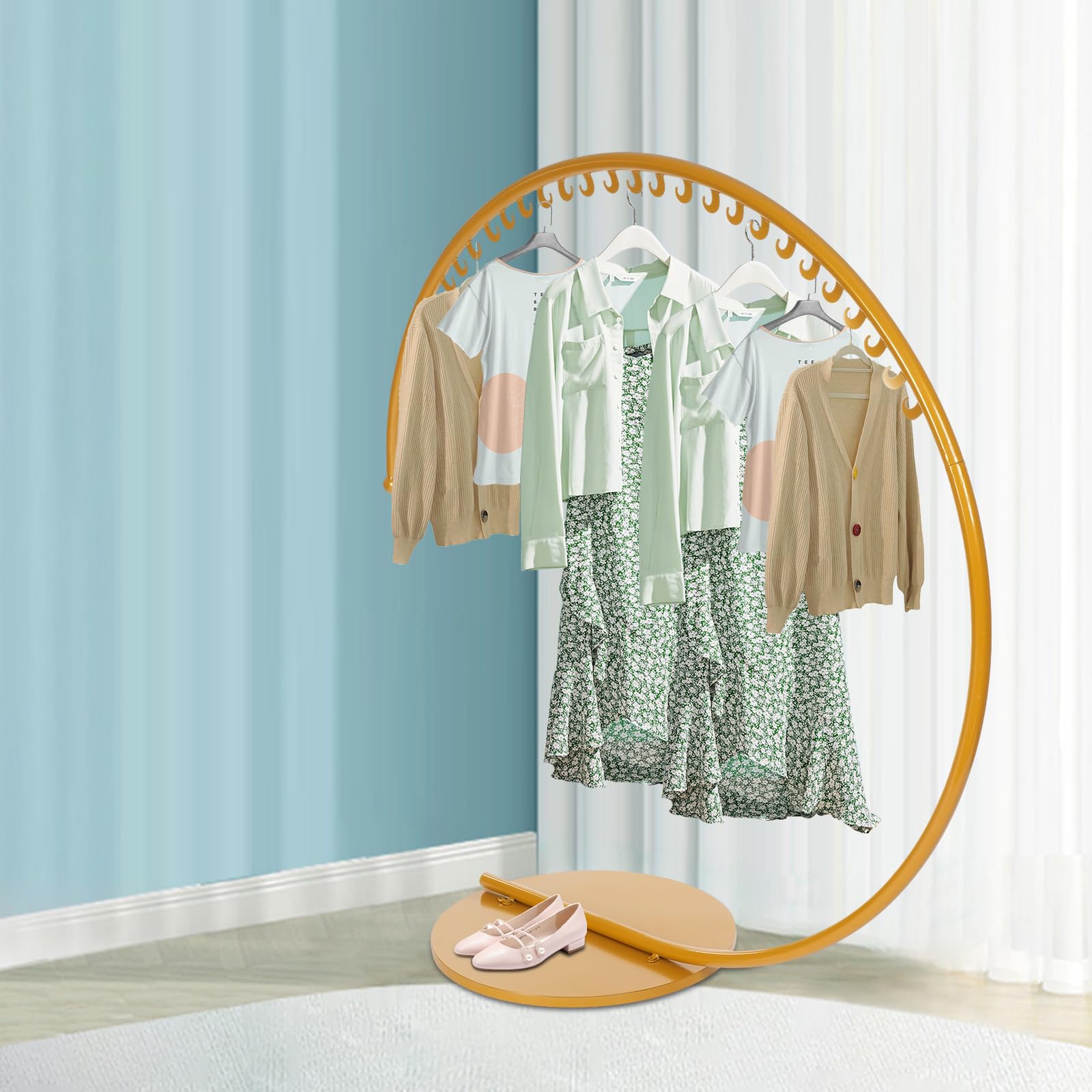 kunghei 59 Inch retail Display Clothing Rack, Metal Garment Rack, Freestanding Coat Rack, Clothes Display Rack for Bedrooms, Living Rooms, Boutique Clothing Stores