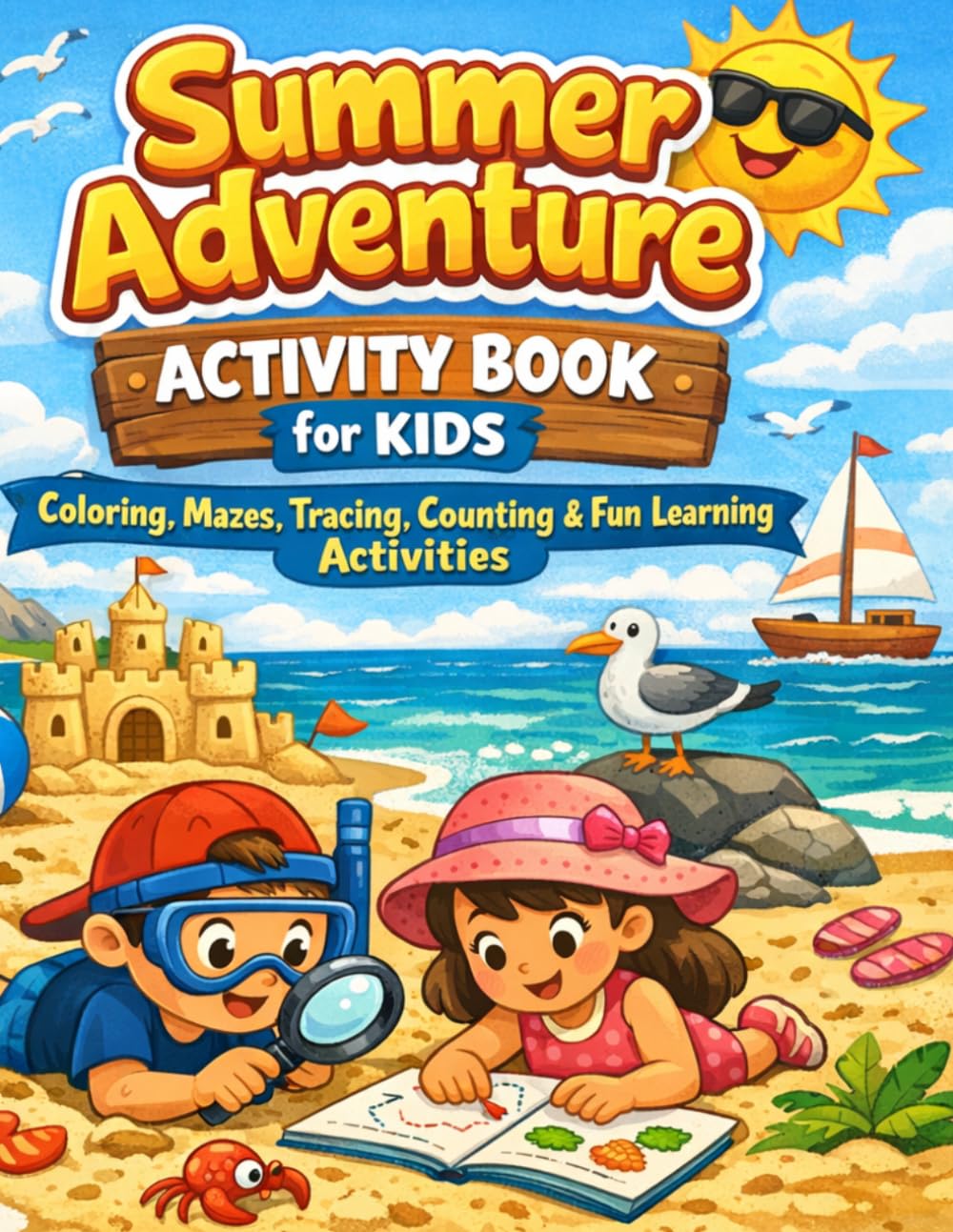 Summer Adventure Activity Book for Kids: Coloring, Mazes, Tracing, Counting and Fun Learning Activities Ages 3–8 (Summer Fun Collection for Kids)