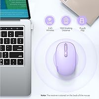 Vista 2 de TECKNET Wireless Mouse, 2.4G Quiet Computer Mouse with USB Receiver, 4 Buttons Portable Cordless Mice for Chromebook, Laptop, PC, Mac, 800/1200/1600