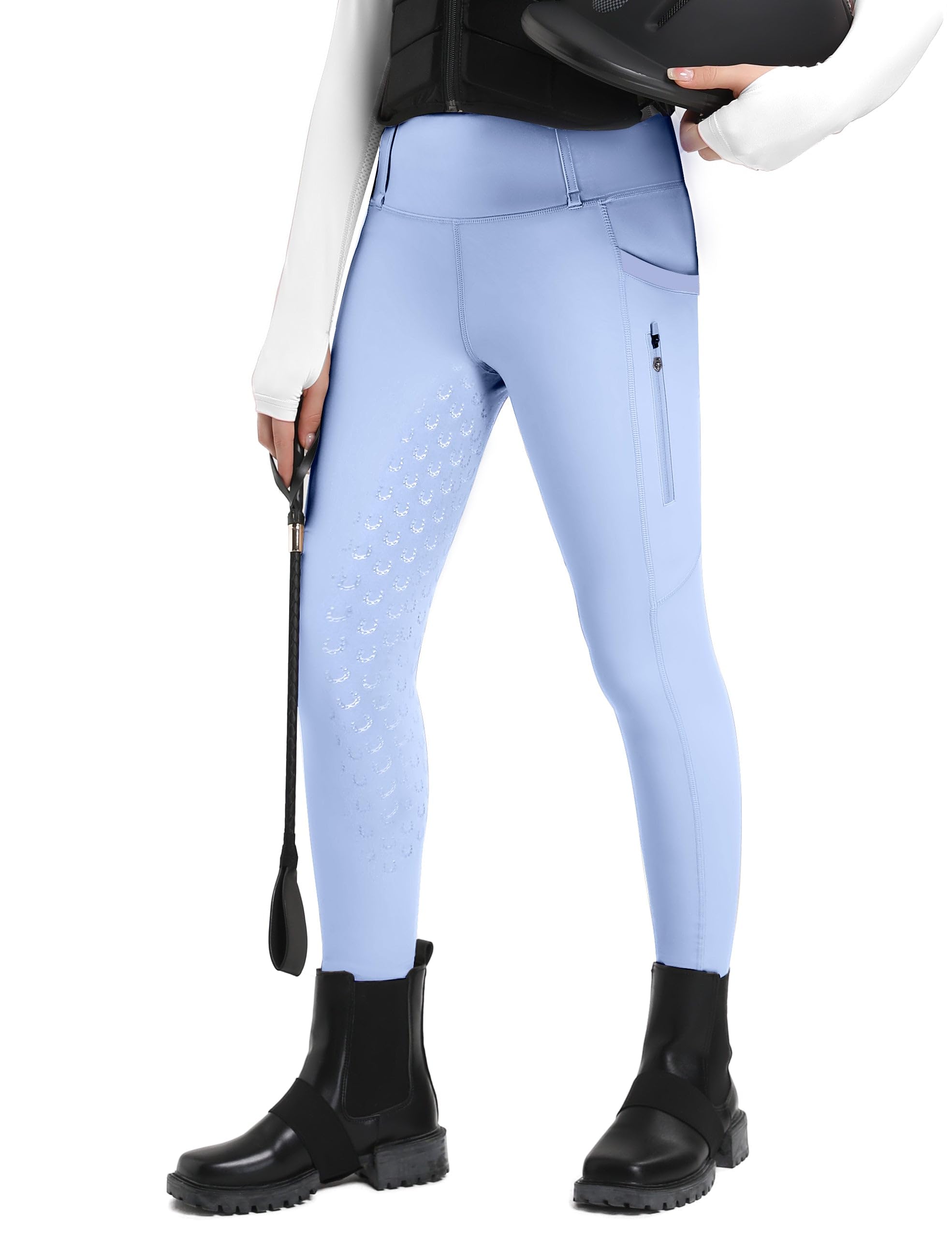FitsT4 Sports Pantalones de equitación para niñas Leggings de equitación Revestimiento Completo de Silicona Pantalones de equitación de Cintura Alta