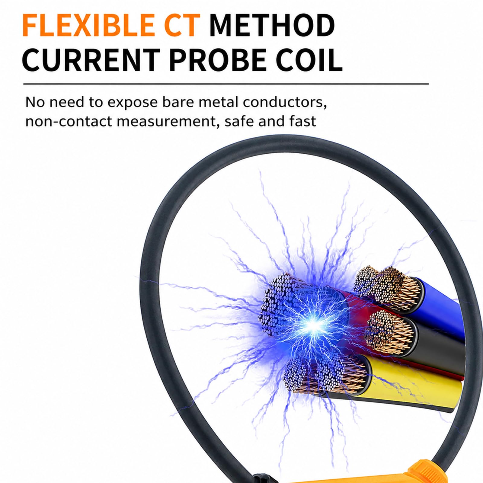 Pinza Amperimétrica Digital Flexible De Alta Precisión para Ca Y Comprobador De Corriente De Fuga; Máx. 12 000 A Ca, Almacenamiento De 500 Registros, con 2 Cables De ST4502B