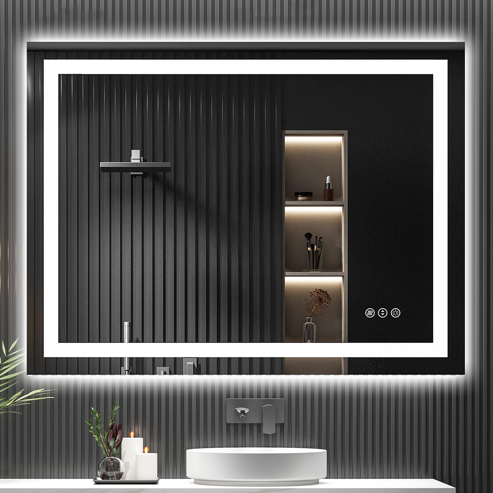48x36 LED Bathroom Mirror with Lights, Lighted Vanity Mirror