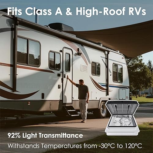 Miniatura 24 de 2012 Ventilador de ventilación de techo de RV de 14 pulgadas con luz LED, ventilación de escape reversible Air Max, ventilador de techo de ultra