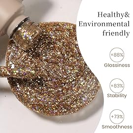 MAYCHAO 15ML Champagne Glitter Gel Nail Polish 1Pc Champagne Gel Polish Soak Off UV LED Nail Polish Nail Art Starter Manicure Salon DIY at Home, 0.5 OZ