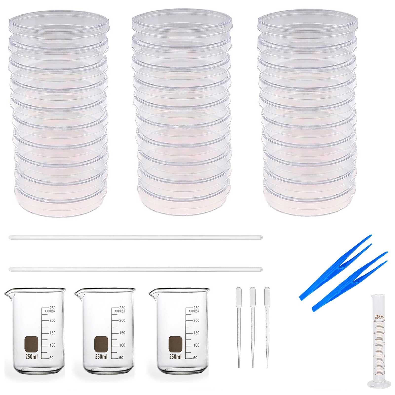30 PCS 90 x 15 mm Vidrio estériles Platos Petri, Conjunto de Platos de Cultura de bacterias, for Laboratorio Suministros de Laboratorio científico biológico de Laboratorio