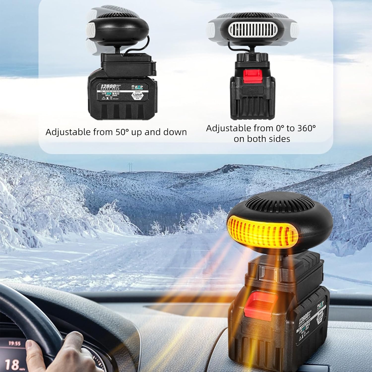 Battery Powered Heater,Battery Operated Space Heater Indoor Cordless Rechargeable With Usb Batteries&360-Degree Rotation,Portable Heaters Quiet Anti Tilt Design for Camping/Indoors (5 Batteries Kit)