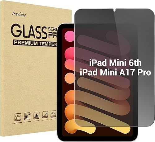 ProCase Protector de pantalla de privacidad para iPad Mini 7ª (A17 Pro) 2024/Mini 6ª generación de 8.3 pulgadas 2021, protector de película de