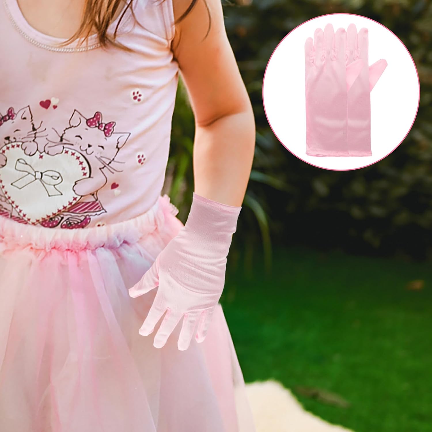 ORFOFE 3 Pairs Dress Gloves Skirt Gloves for Party Supplies Elegant Design Charming Wedding Flower Girl Ballet Recital Photography Props Pink White Blue