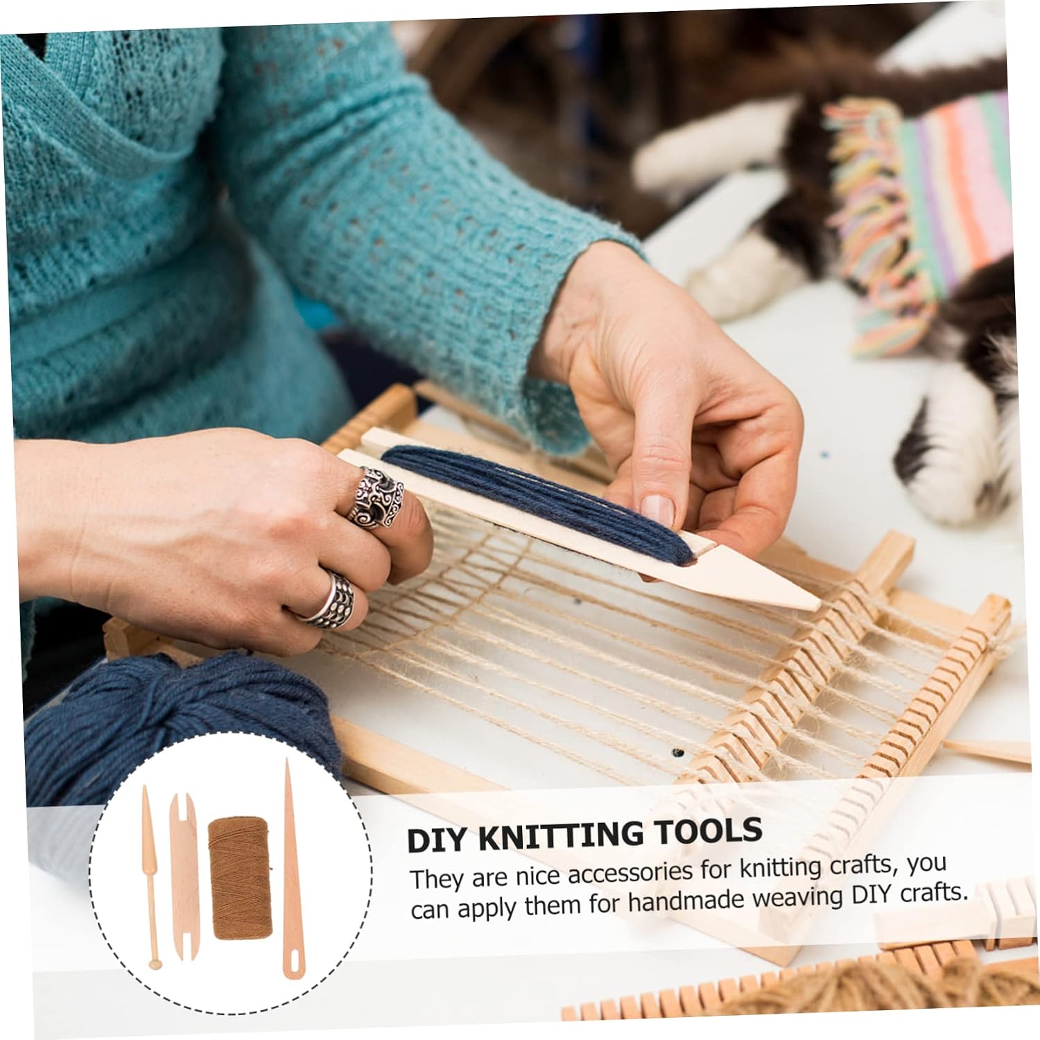 VILLFUL 1set Wooden Knitting Tool Set Needles DIY Knitting Kit for Loom Stitch Holders Cable Needles