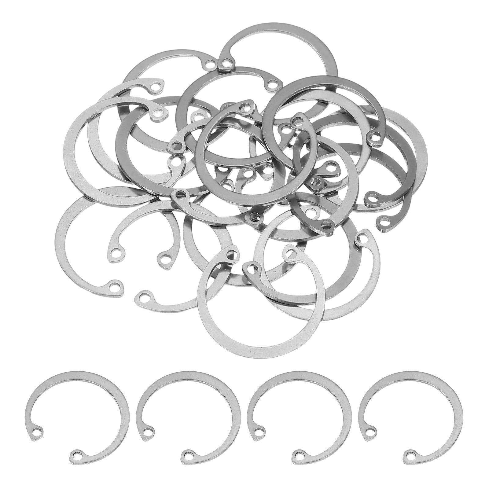PATIKIL 20 Pcs 28mm ID Internal Retaining Rings E-Clip Snap Ring 304 Stainless Steel, Silver