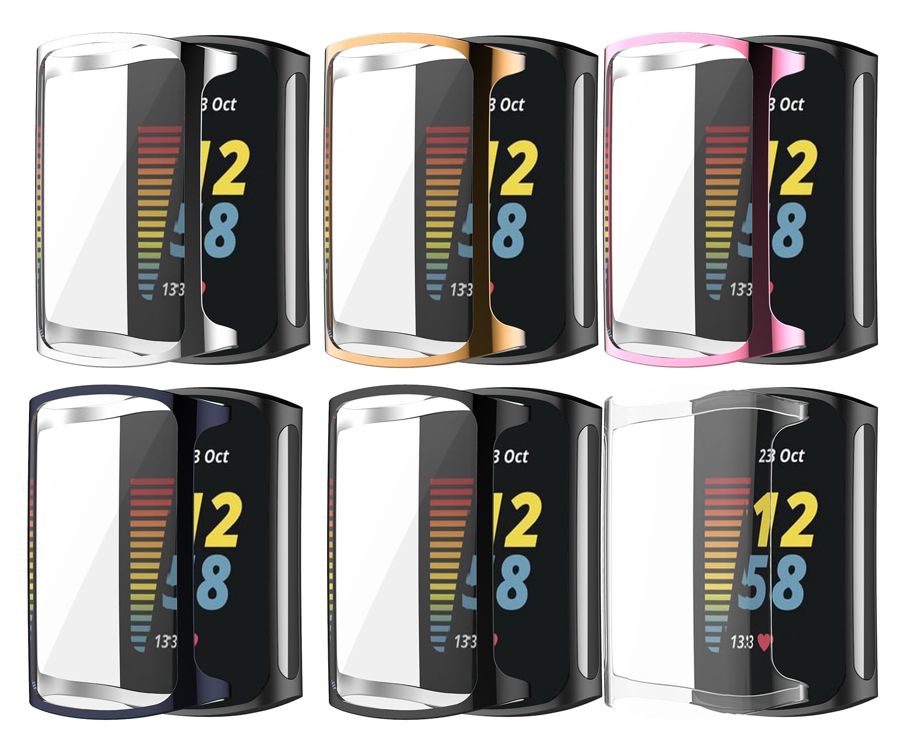 TenCloud Screen Protector Case Compatible with Fitbit Charge 6 Smartwatch Accessories TPU Scratched Resistant Full Protective Cover for Smart Watch Charge 6-6 Pack