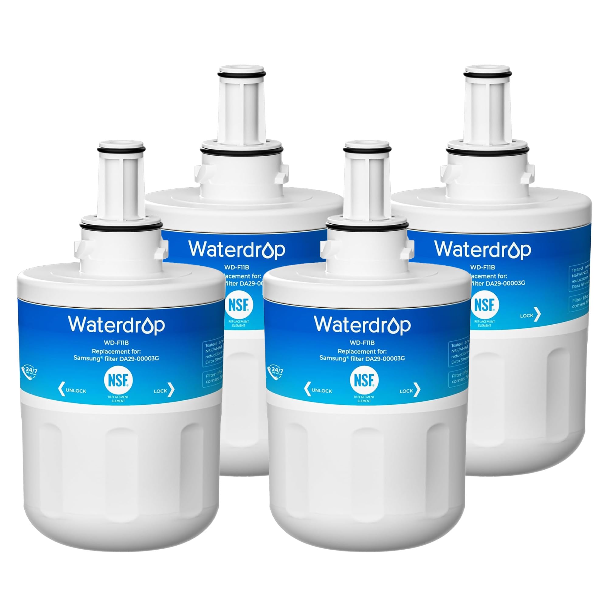 Waterdrop Filtro Acqua Per Frigorifero, Compatibile Con Samsung® Aqua Pure Plus DA29-00003G, DA29-00003B, DA97-06317A, DA61-00159A, HAFCU1/XAA, HAFIN2/EXP, APP100, WF289, Confezione Variabile (4)