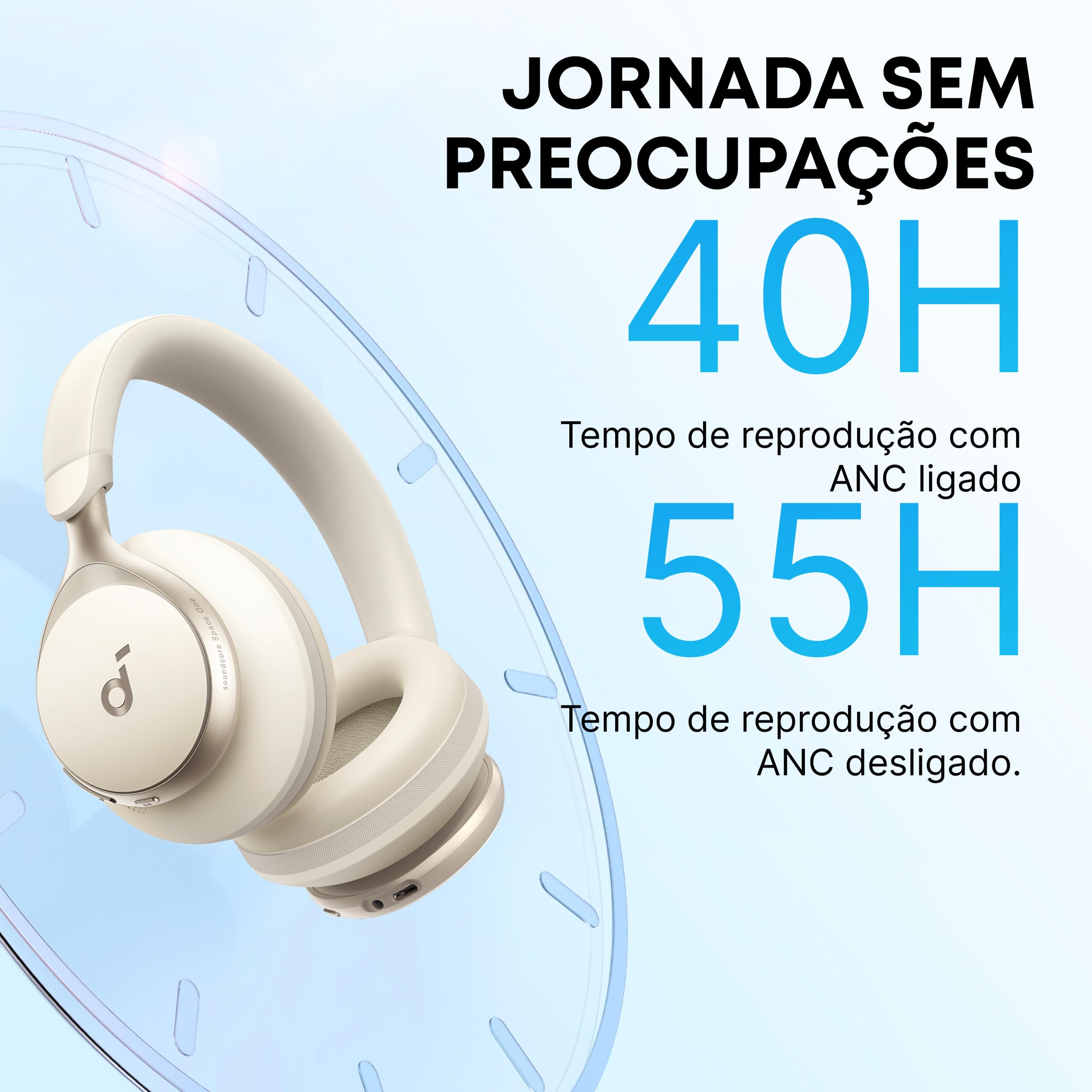 soundcore Space One da Anker, Fone de Ouvido Bluetooth 5.3 com ANC