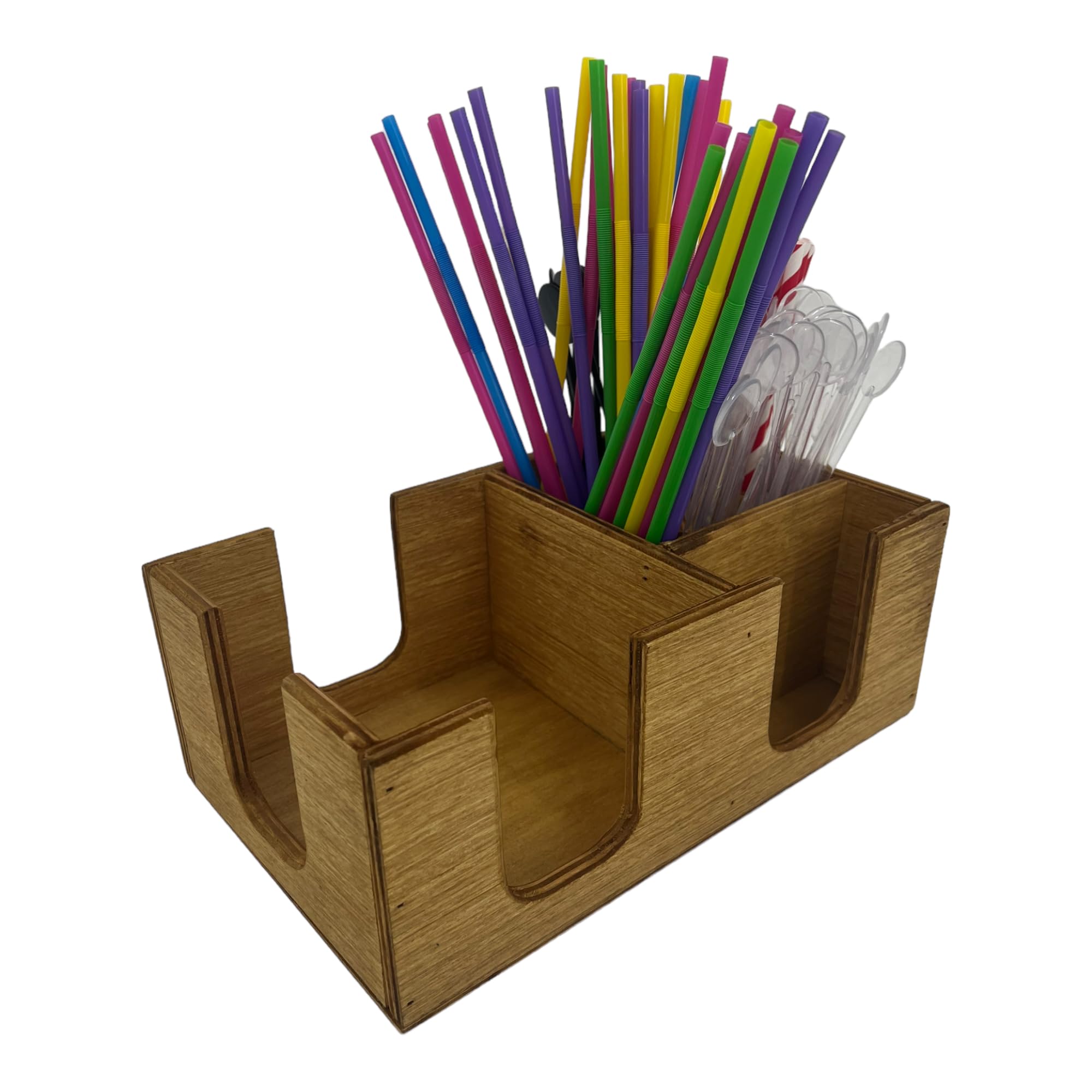 Plastic Bar Caddy Bar Aide Bar Storage Bar Organiser Bar Pub Condiment Caddy Napkin Holder Straw Holder by Chabias Ltd (Light Oak)