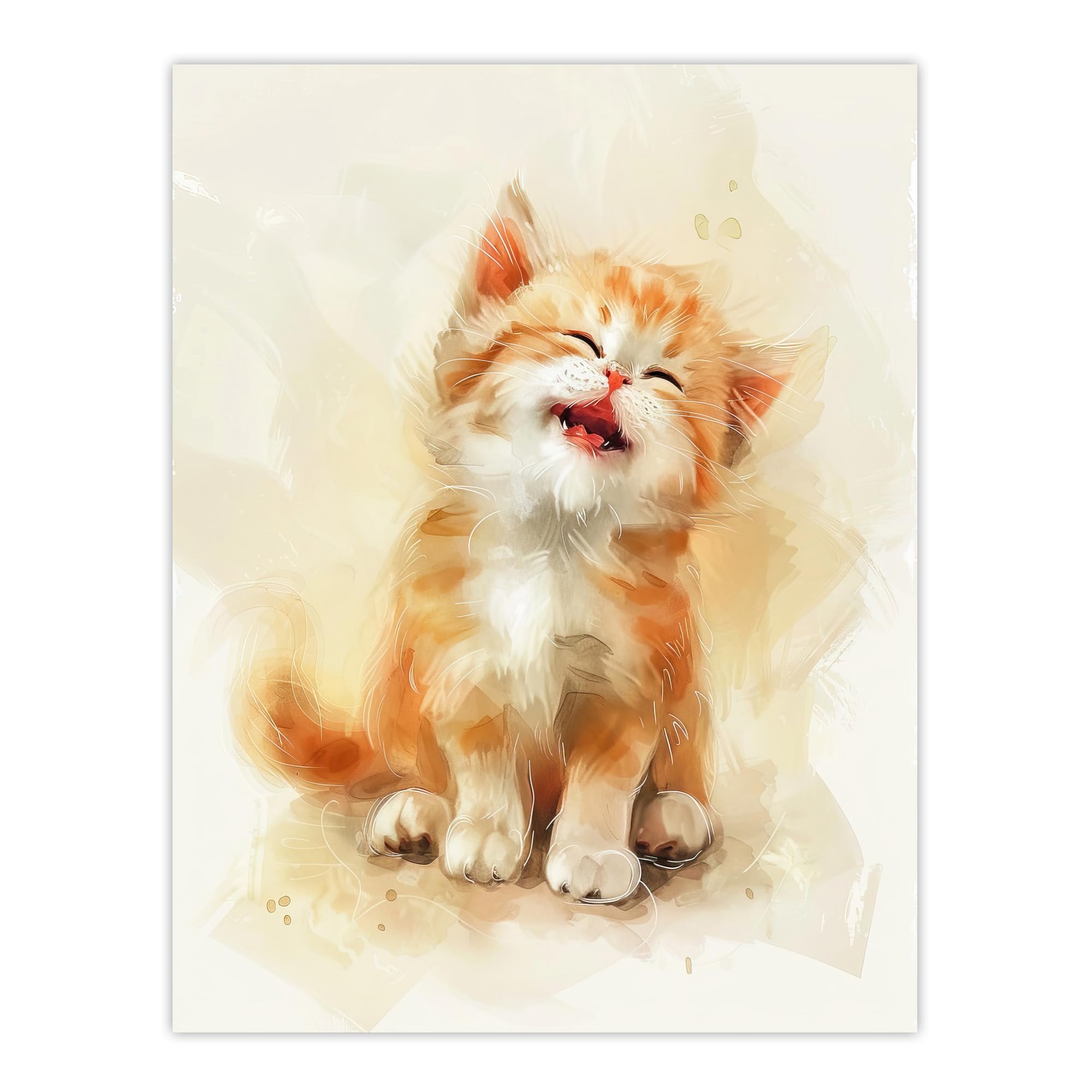 Artery8 Cat Lover Cute Happy Fluffy Ginger Ragdoll Kitten Living Room Extra Large XL Wall Art Poster Print