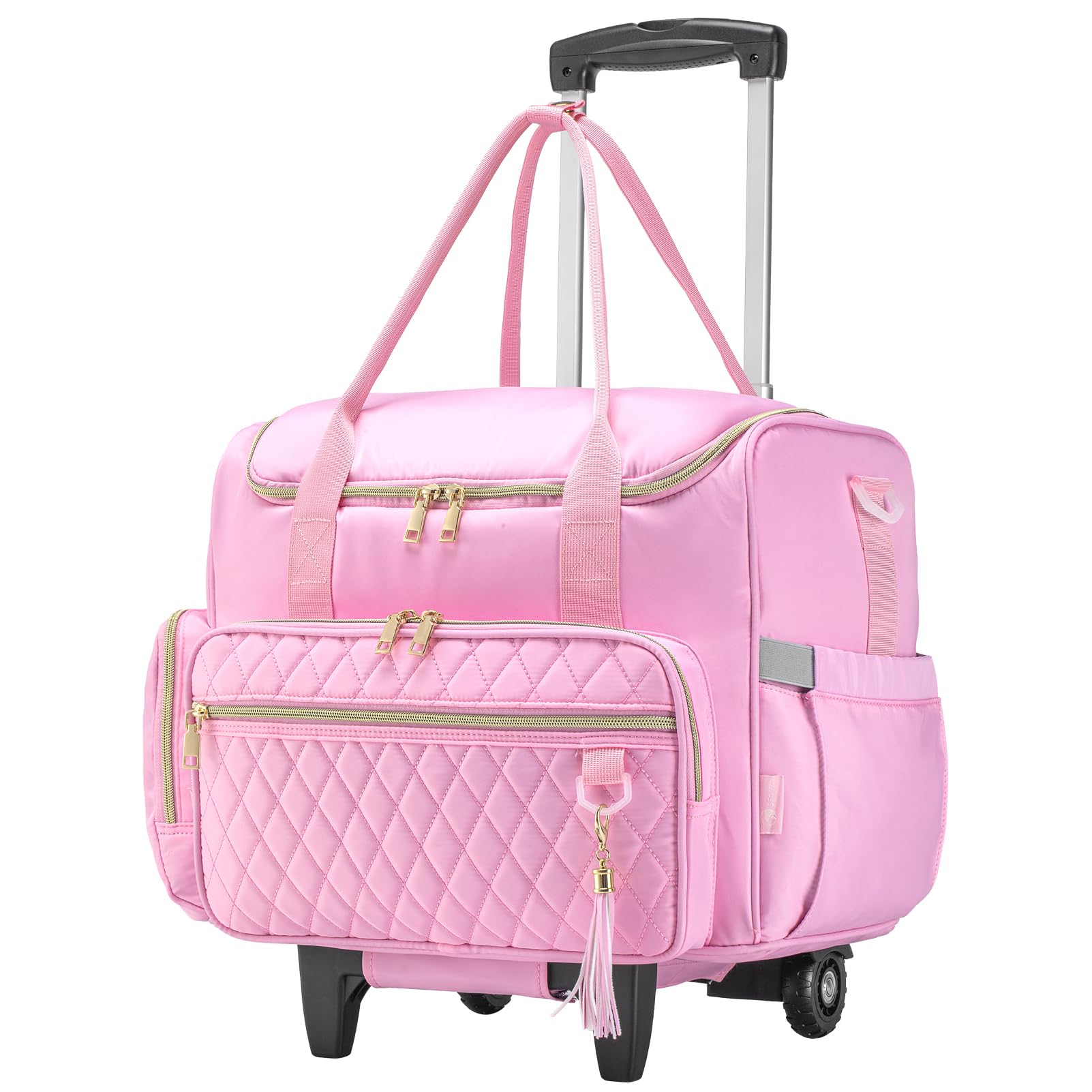 KSIBNW Rolling Laptop Bag for Women, Wheeled Teacher Tote Bag with Accordion Folder Waterproof Briefcases with 17 Inch Laptop Compartment and