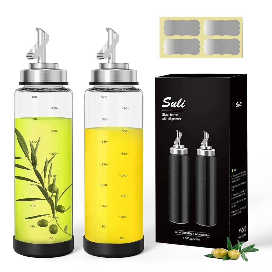 新品 son and daughter-Oli sets Suli Glass Olive Oil Dispenser Bottle -2 Pack17oz Oil and