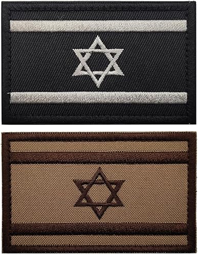 2 parches de bandera de Israel para coser en bordado, insignias tácticas israelíes de IL, emblema militar de moral militar, parches de gancho para