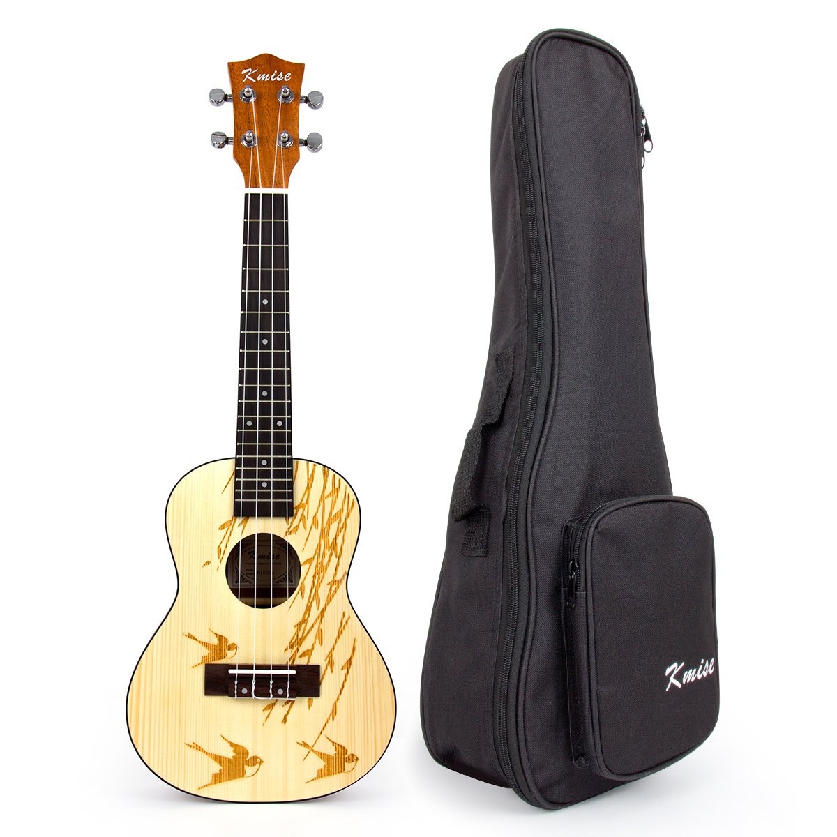 Kmise Fichte massiv Konzert Ukulele Hawaii Gitarre Musikinstrumente 58,4 cm mit Tasche