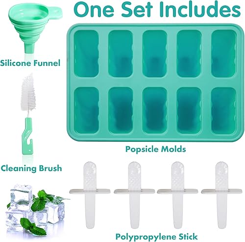 Miniatura 5 de Moldes para paletas de 10 cavidades sin BPA, moldes de silicona reutilizables para niños, moldes de silicona para paletas de hielo, moldes de