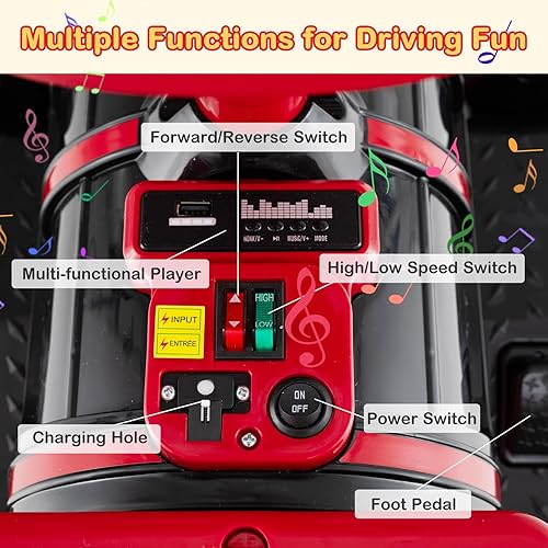 Miniatura 4 de OLAKIDS Tren de paseo para niños de 3 plazas con carruaje sin rieles, juguete eléctrico de 12 V con silbato de tren, música, luces LED, 2