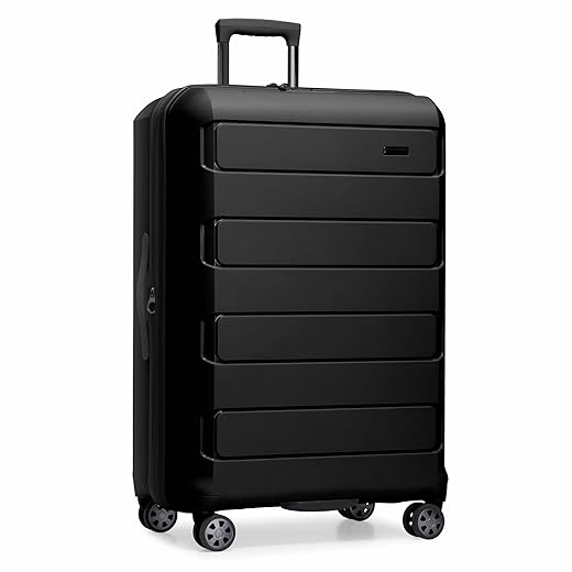 Traveler's Choice Pagosa Hardshell Expandable Luggage with Spinner Wheels, Black, 30-Inch Large
