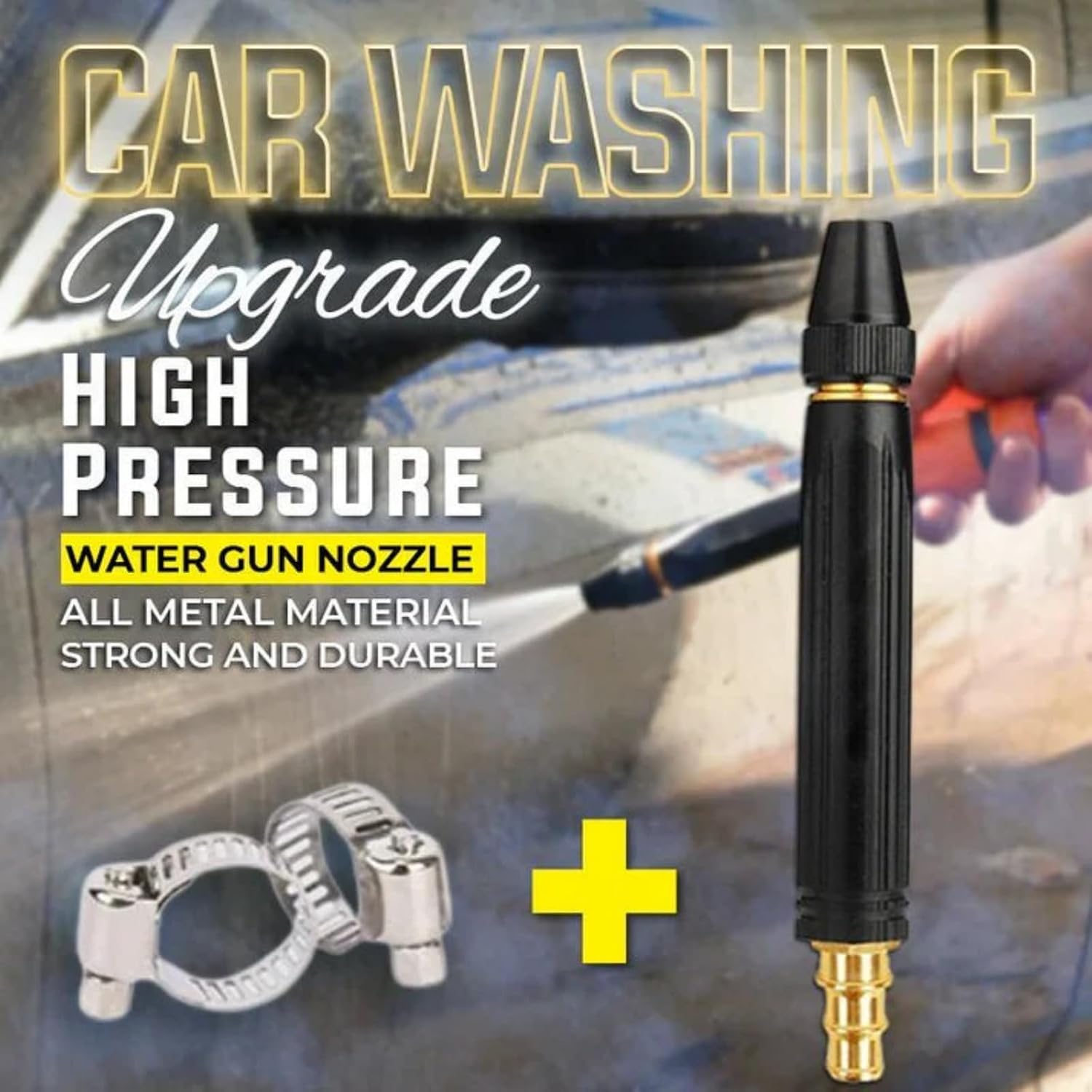 Adjustable Metal Nozzle Garden Hose Sprinkler, Home High-Pressure Car Wash Water Gun with Booster Nozzle and Expandable Hose, Portable Handheld Water Sprayer for Patio (33-100FT Telescopic Pipe)