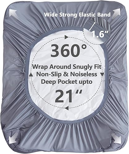 Miniatura 5 de Protector de colchón de tamaño King impermeable, refrescante, sin ruido, protector de colchón a prueba de fugas con bolsillo profundo, lavable,