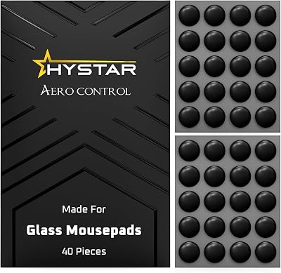 Hystar® Aero Control | 40 Dot Mouse Skates for Glass Mousepad | Durable UPE Material | Rounded Edges | Quiet and Controlled Glide