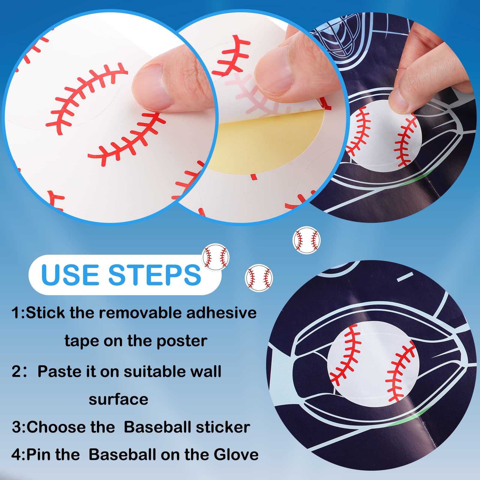 Amazon.com: 38 Pcs Baseball Party Game Poster and Stickers Blindfold Mask  Set, Pin The Tail Game Pin The Baseball on The Glove Games for Baseball  Birthday Party Favors Decorations Supplies Accessory :
