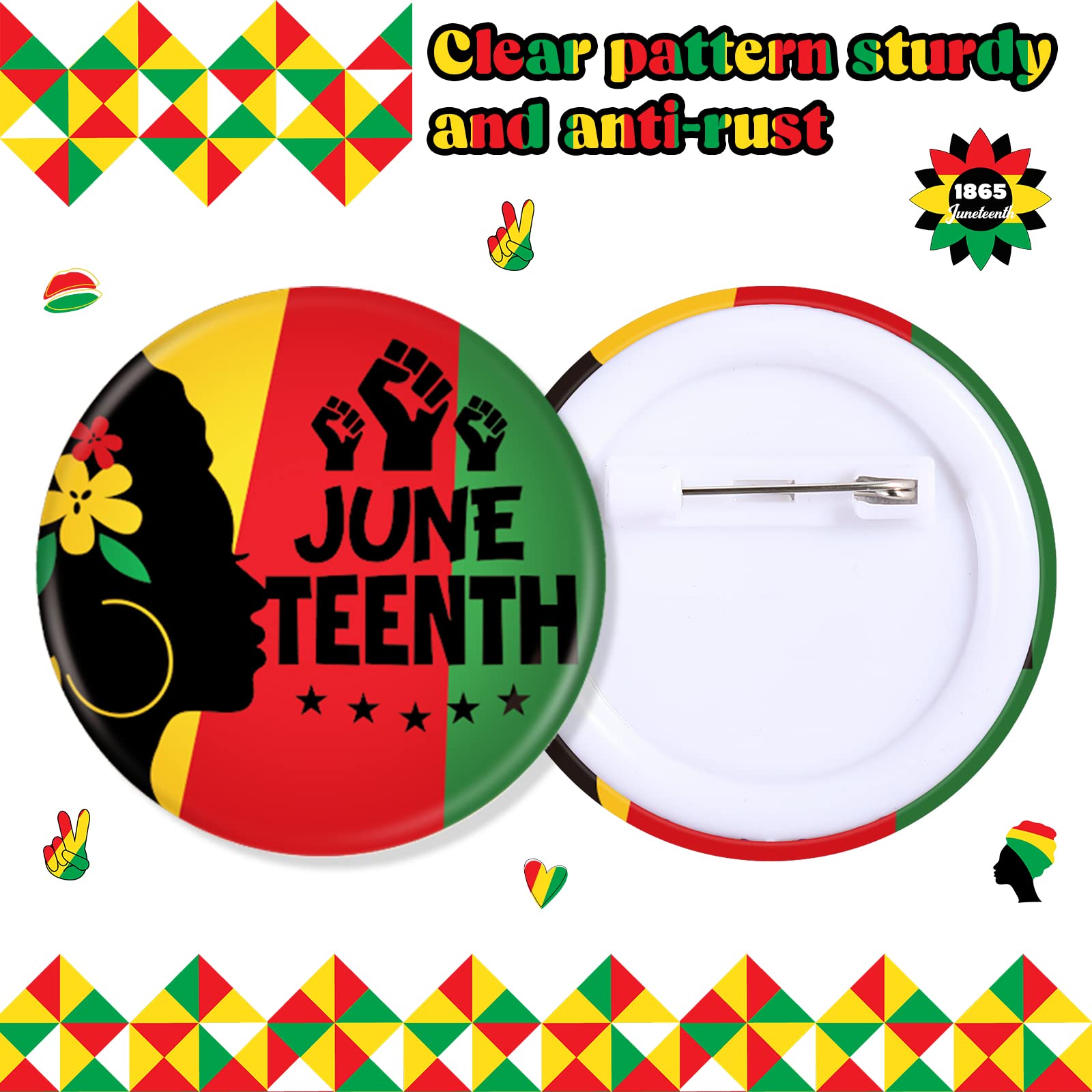 Cinrobiye 40 Pcs Happy Juneteenth Day Party Favor June 19 1865 Black Freedom Day Button Badges Pins Accessories Bulk for African Afro American Festival Party Independence Day Goodie Bag Fillers Stuffers Gifts