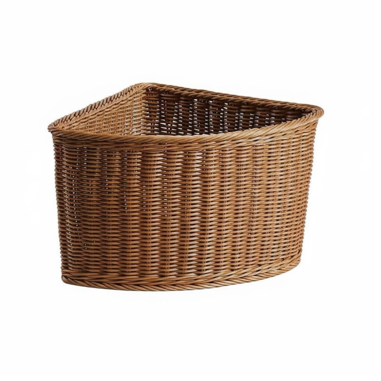 Reinforced Border Fan-Shaped Storage Basket Space Saving Imitation Rattan Basket Iron Frame Support Organizer Bin for Wardrobe, Bathroom, Desktop, L-image-38