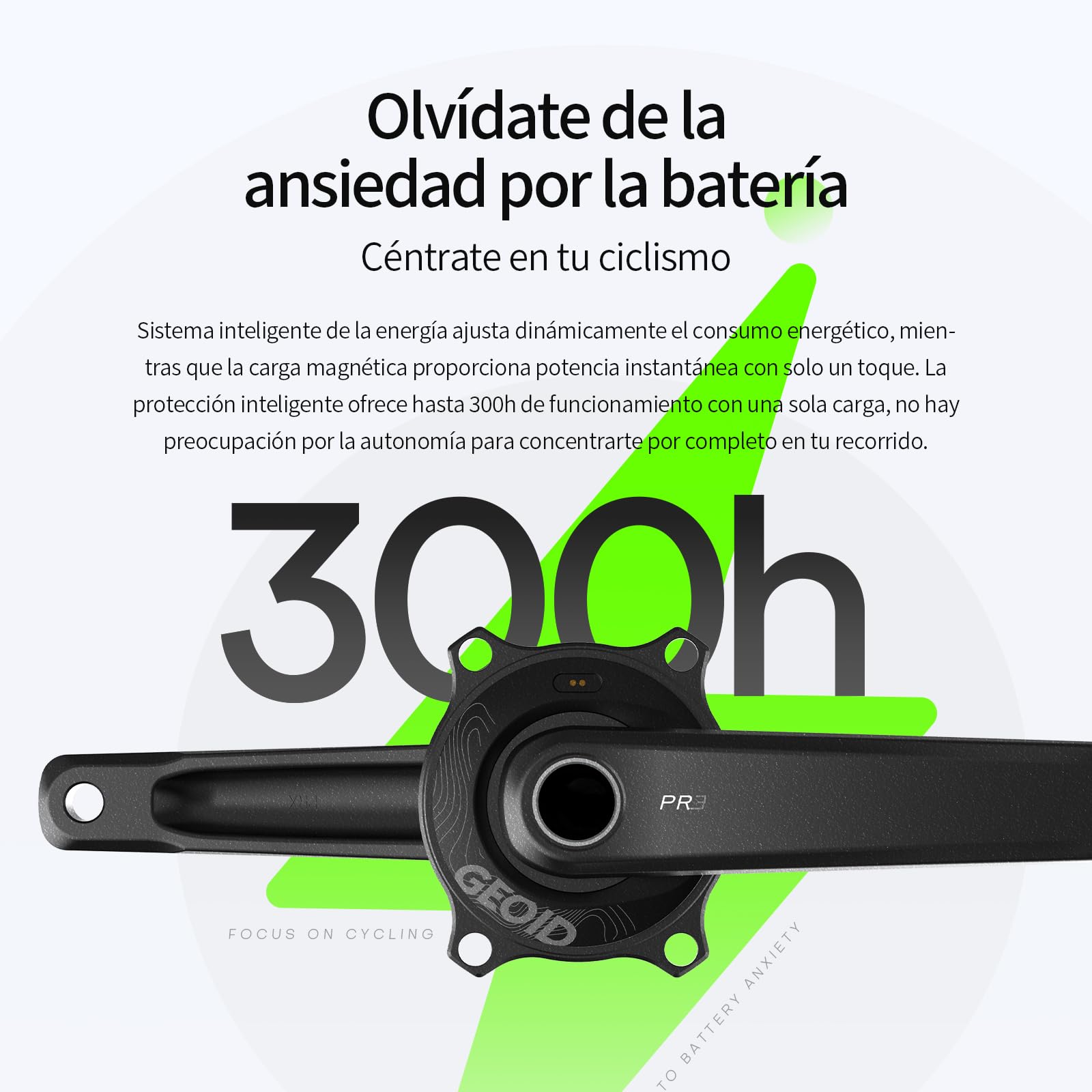 GEOID PM500 Medidor de Potencia para Bicicleta de Carretera - Cigüeñal Ligero 680g con Precisión ±1,5%, Batería 300 Horas, 110 BCD, Bluetooth/Ant+, IPX7 Impermeable