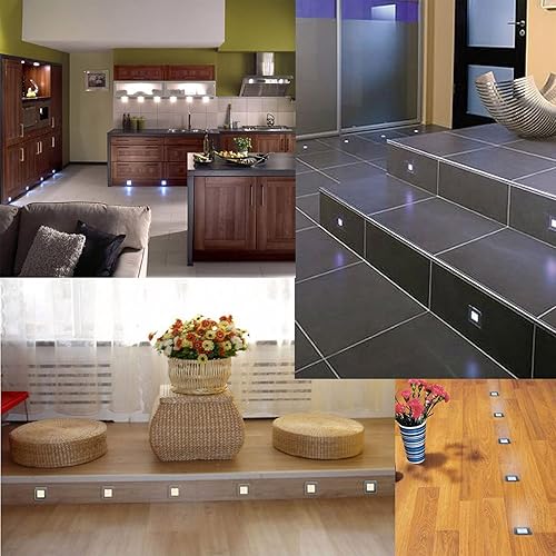 Miniatura 7 de Kit de luces LED empotradas para terrazas, paquete de 12 luces LED RGB multicolor cuadradas para exterioresinteriores con control remoto IP67