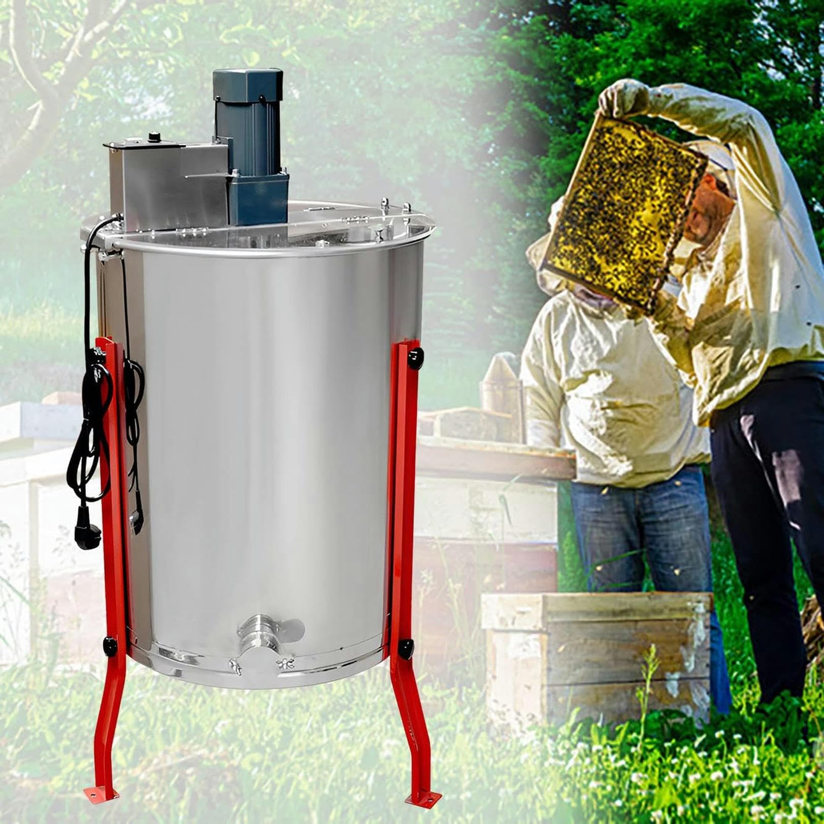 Amazon｜電動 採蜜機 蜂蜜分離器 4フレーム 蜂蜜セパレーター 上遠心