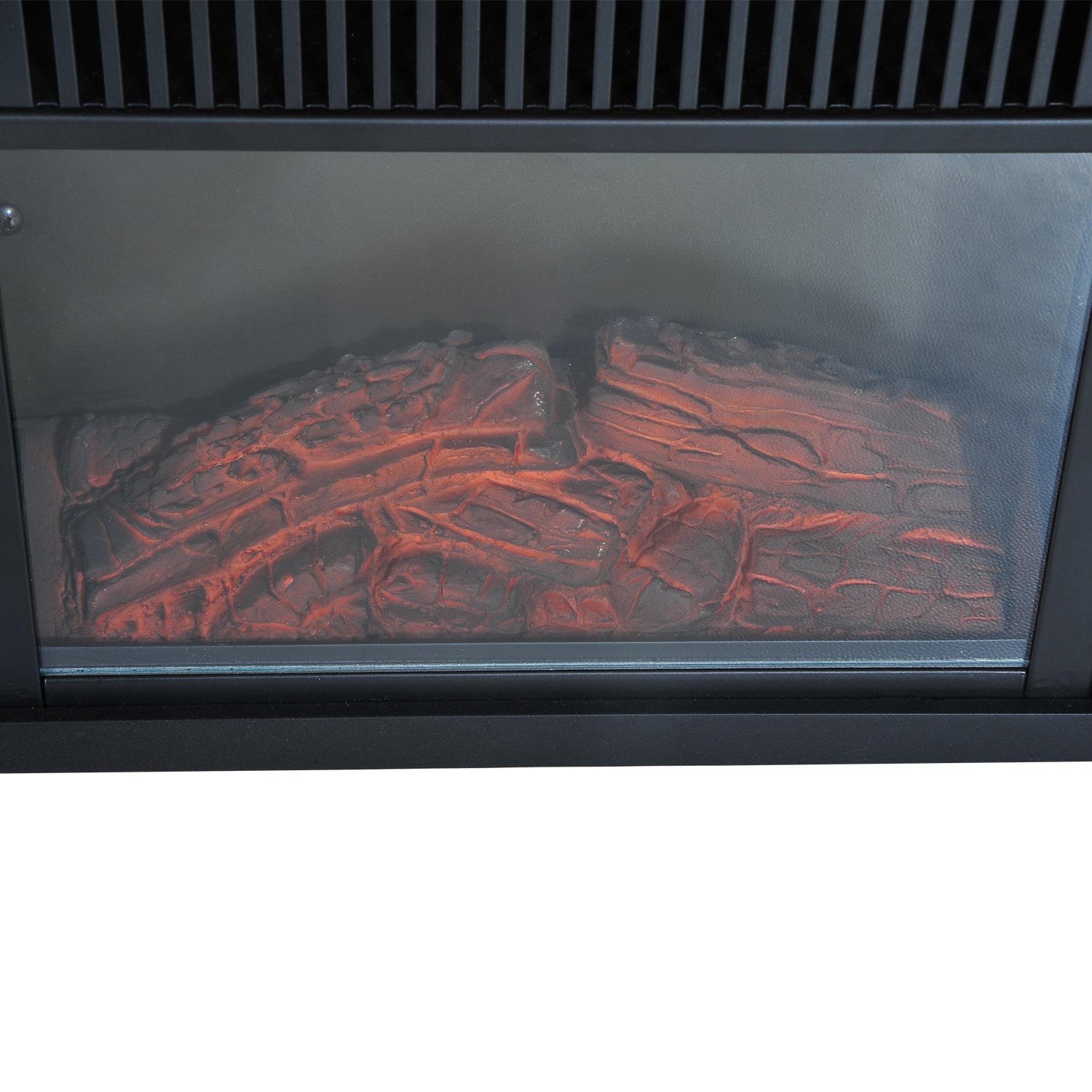 HOMCOM Camino Elettrico da Tavolo con Effetto Fiamma, Caminetto Elettrico da Terra con Potenza Regolabile 600/1200W, Temperatura Regolabile, Copertura 10-15m², Nero