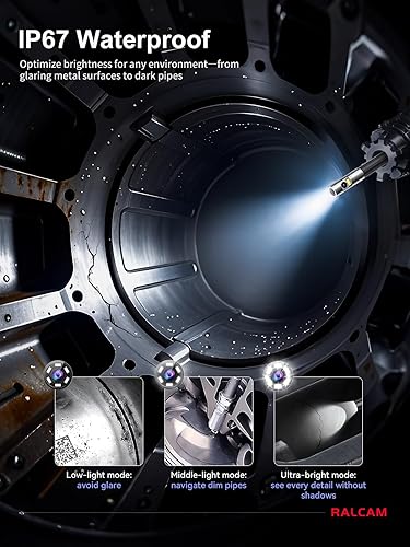 Miniatura 6 de Ralcam 360 Boroscopio Articulado de Doble Lente de 5 Pulgadas, Cámara de Endoscopio Industrial con Luz y Joystick de 4 Vías, Cámara de Inspección