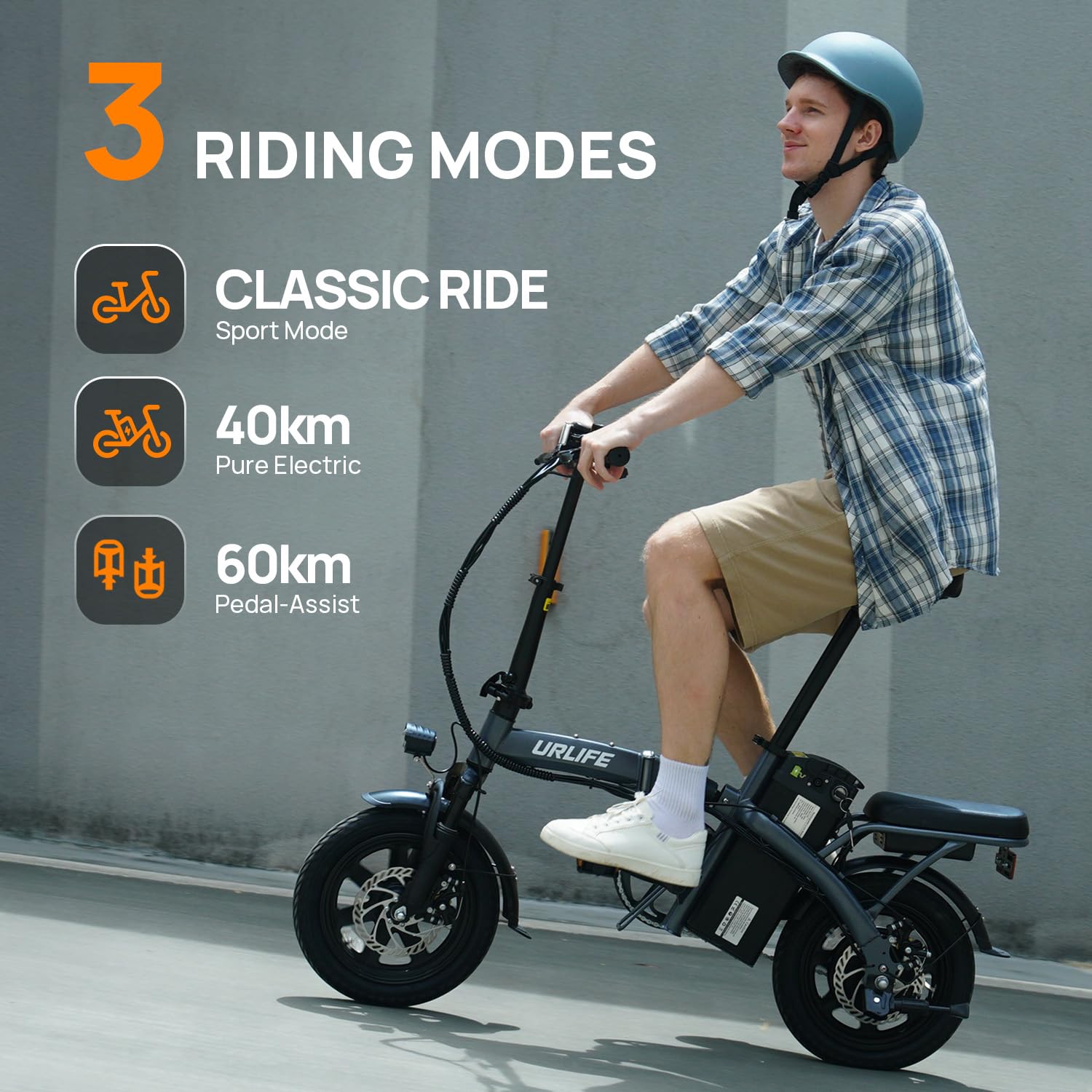 URLIFE Vélo Électrique Pliant 14" 48V7.5Ah Batterie Lithium Amovible Moteur 250W Autonomie 40-60km Adulte