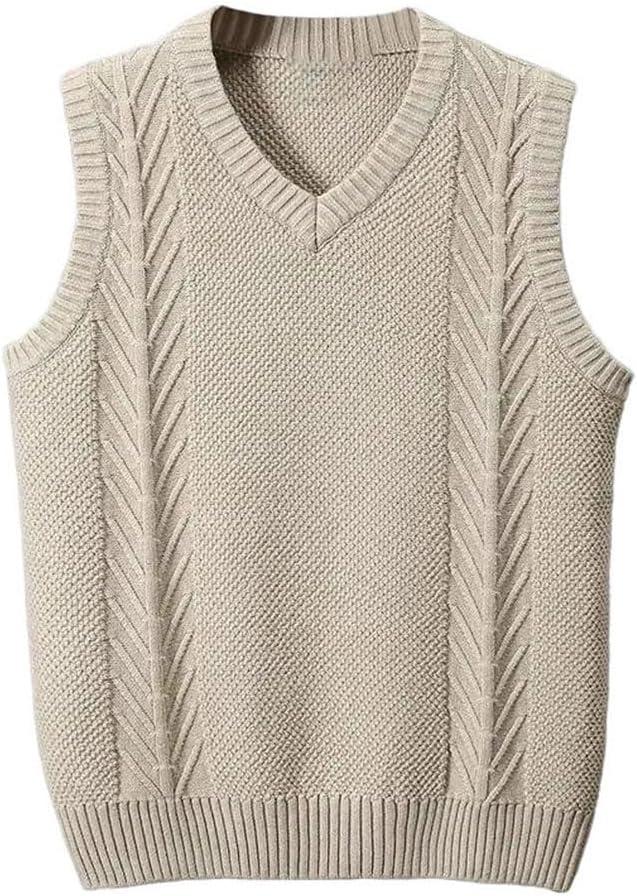 Men Business Casual Thick Vest Men's V-Neck Sweater Waistcoat Male Loose Knitted Sleeveless Tops
