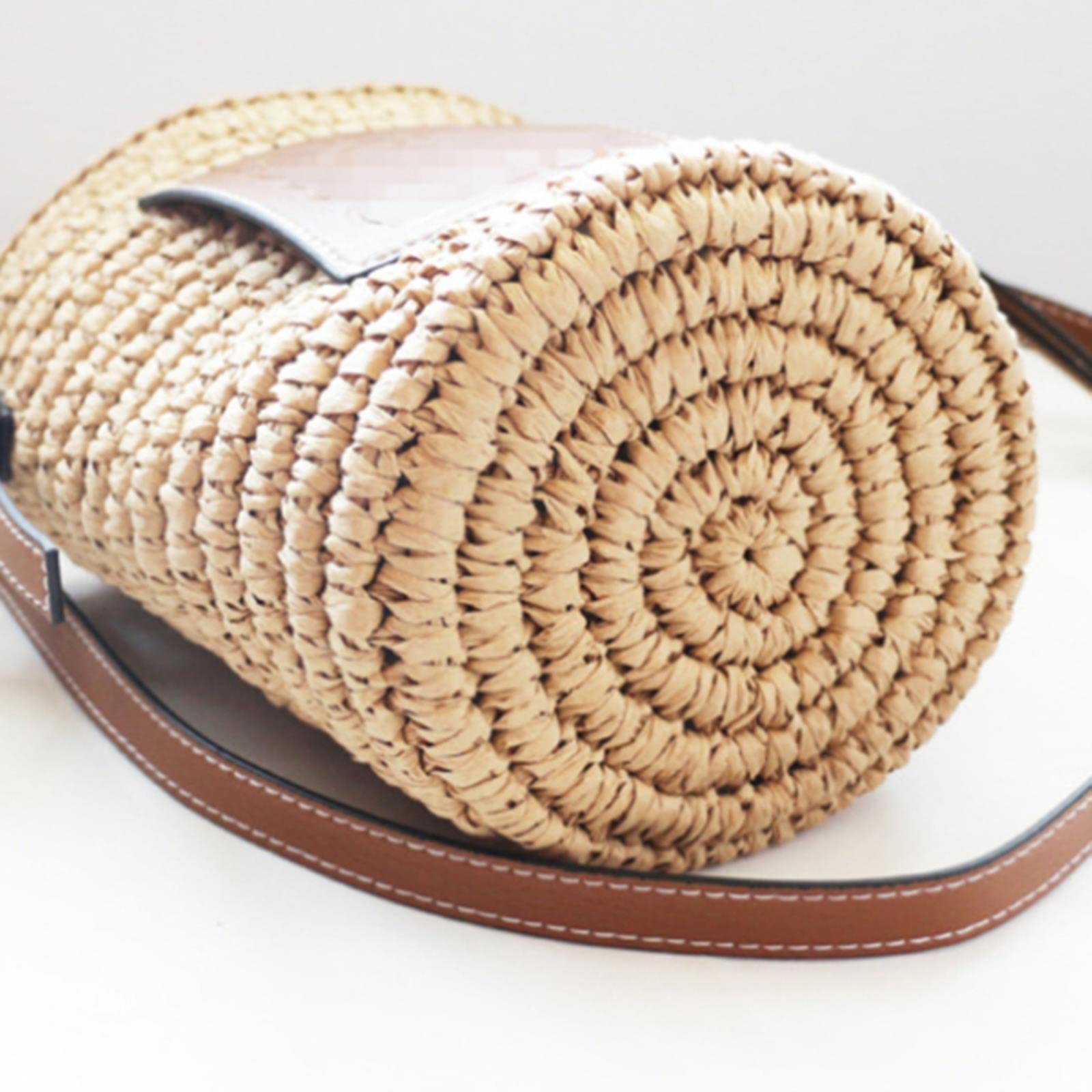 Bolso de Mano Redondo de Paja para Mujer, Rafia, Barril Redondo, Bolso Cruzado Tejido de Paja, Bolsos de Mano, Bolsos Femeninos, Bolso de Playa para Mujer