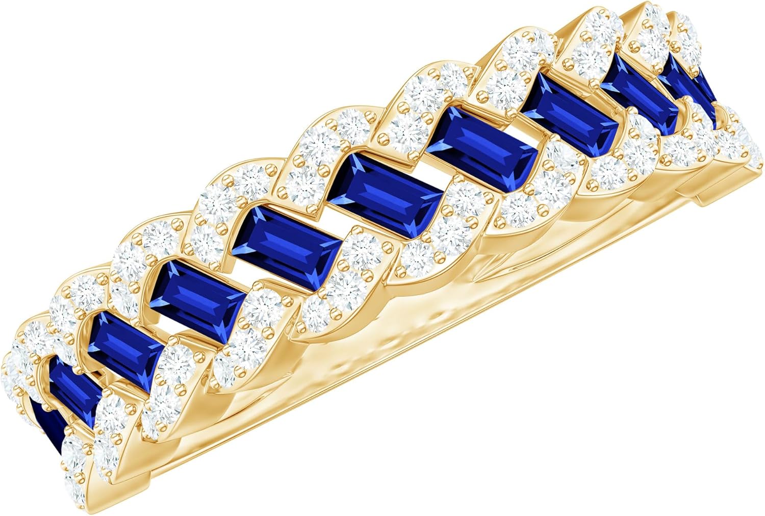 Certified Lab Grown Blue Sapphire Diamond Wedding Band, Aaaa Quality, Sapphire Baguette Eternity Ring - Ready To Gift